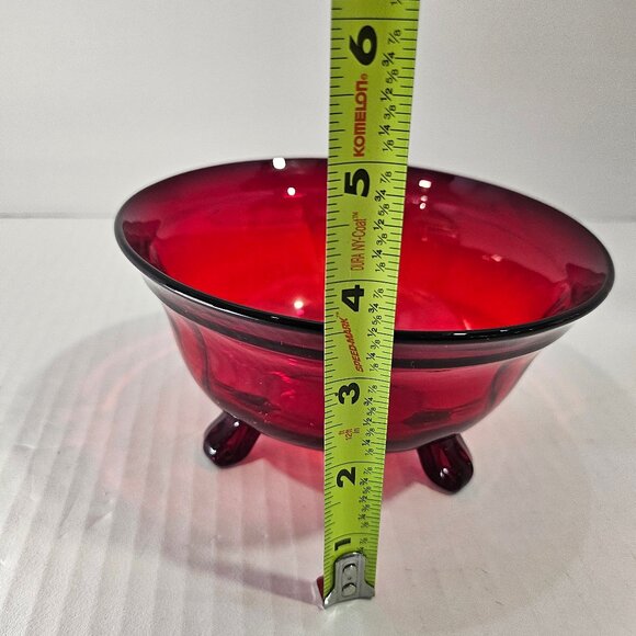 Rare Royal Ruby Red Tri-Footed Open Bowl/Dish/Candy Bowl  6" - Picture 8 of 11